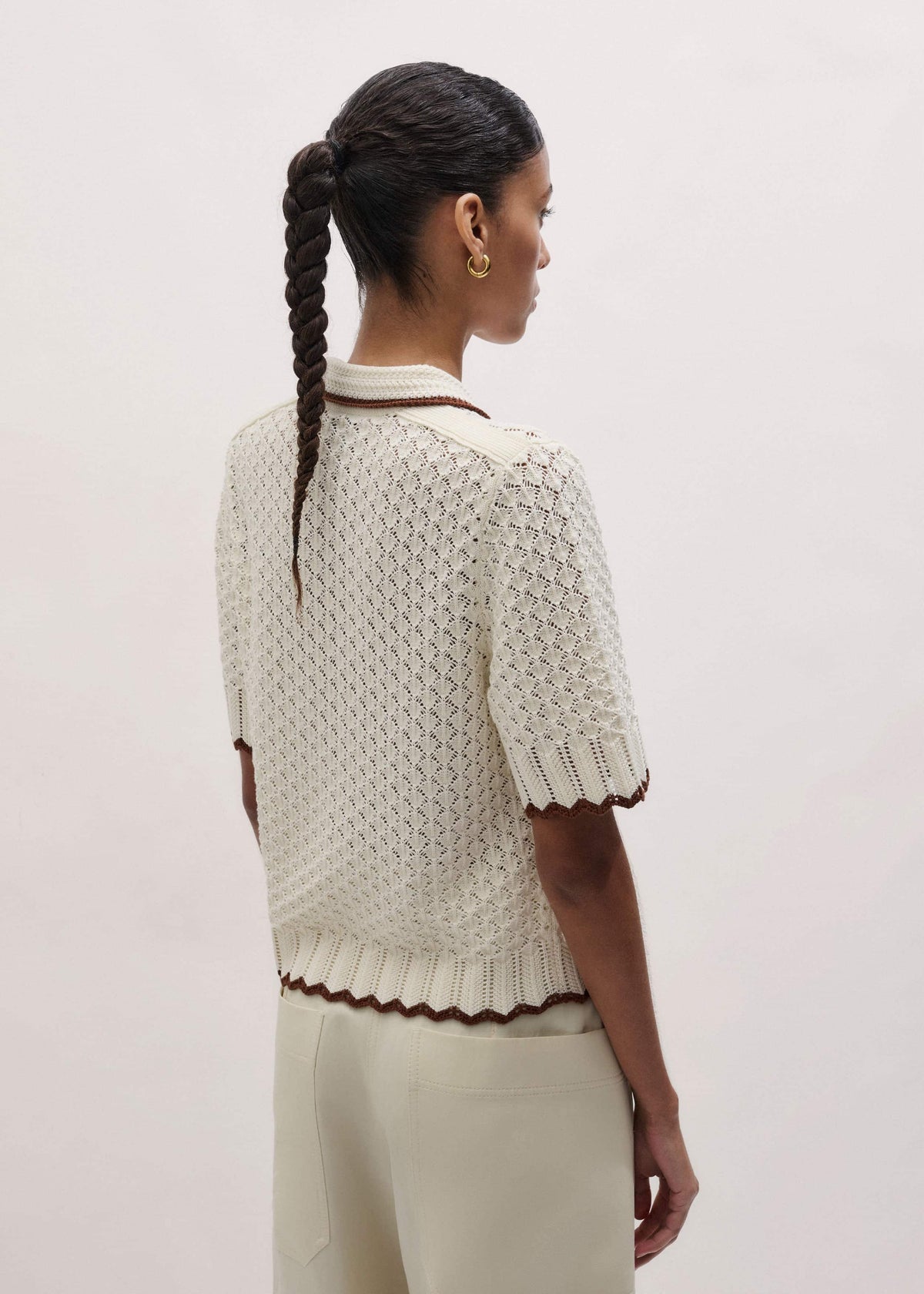 Cream Straight Knit Tee | ME+EM Clothing