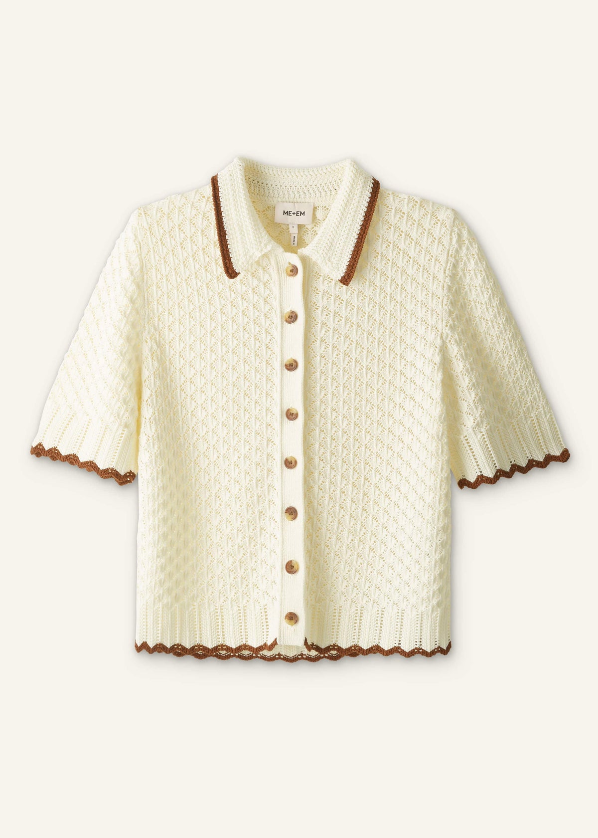 Cream Straight Knit Tee | ME+EM Clothing