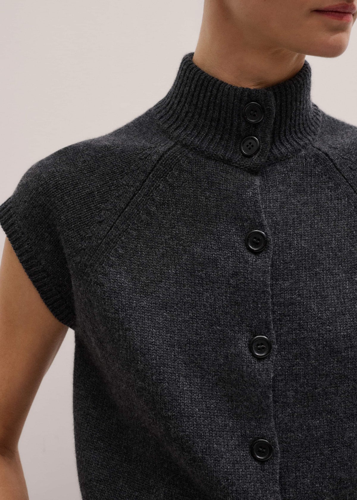 Grey High Neck Relaxed Vest | ME+EM Clothing