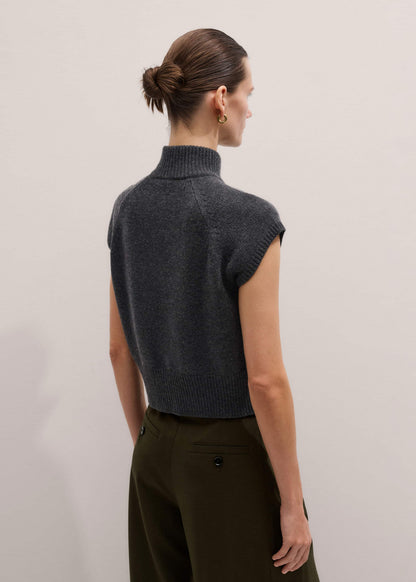 Grey High Neck Relaxed Vest | ME+EM Clothing