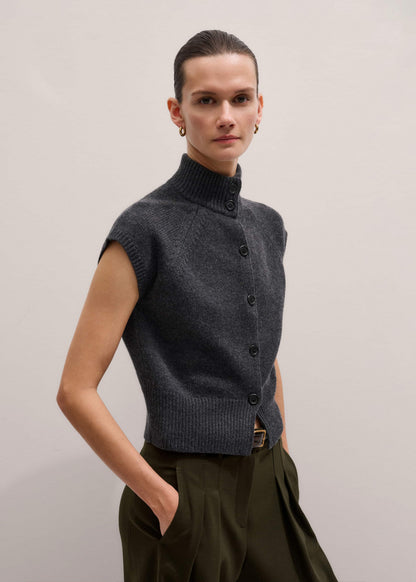 Grey High Neck Relaxed Vest | ME+EM Clothing