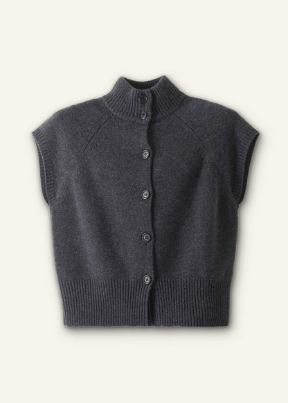 Grey High Neck Relaxed Vest | ME+EM Clothing