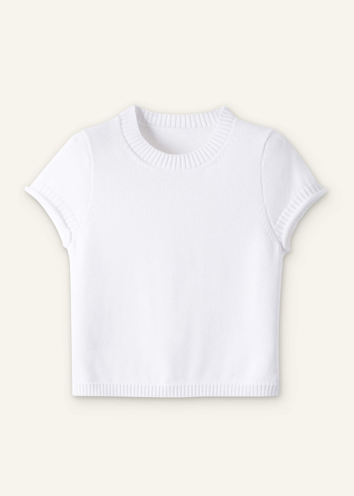 White Shrunken Straight Knit Baby Tee | ME+EM Clothing
