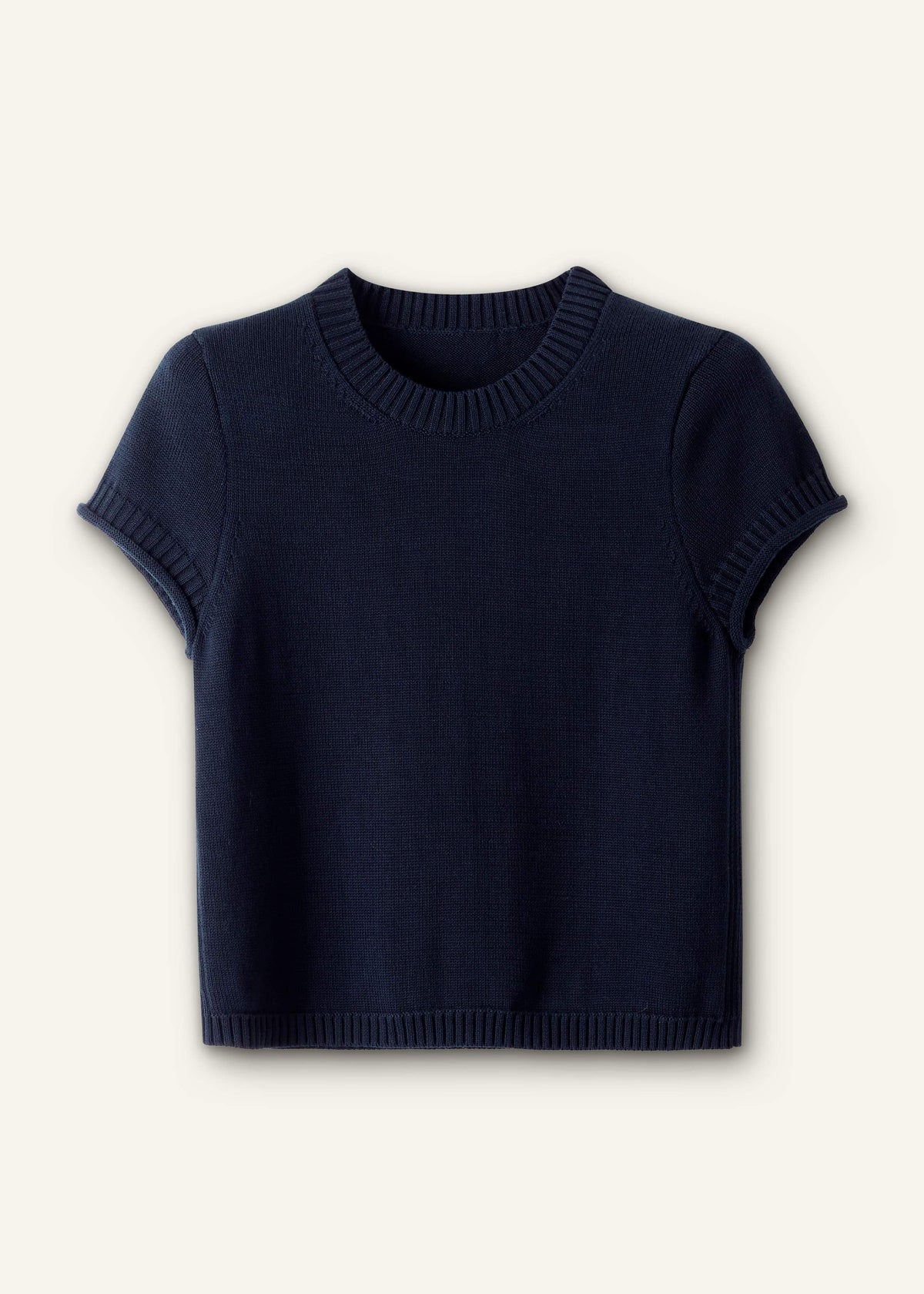 Navy Shrunken Straight Knit Baby Tee | ME+EM Clothing