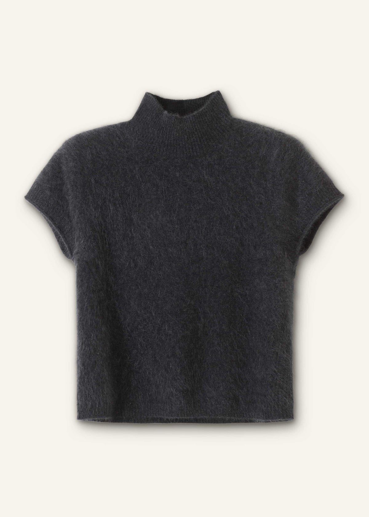 Gray Brushed Cashmere High Neck Baby Tee | ME+EM Clothing