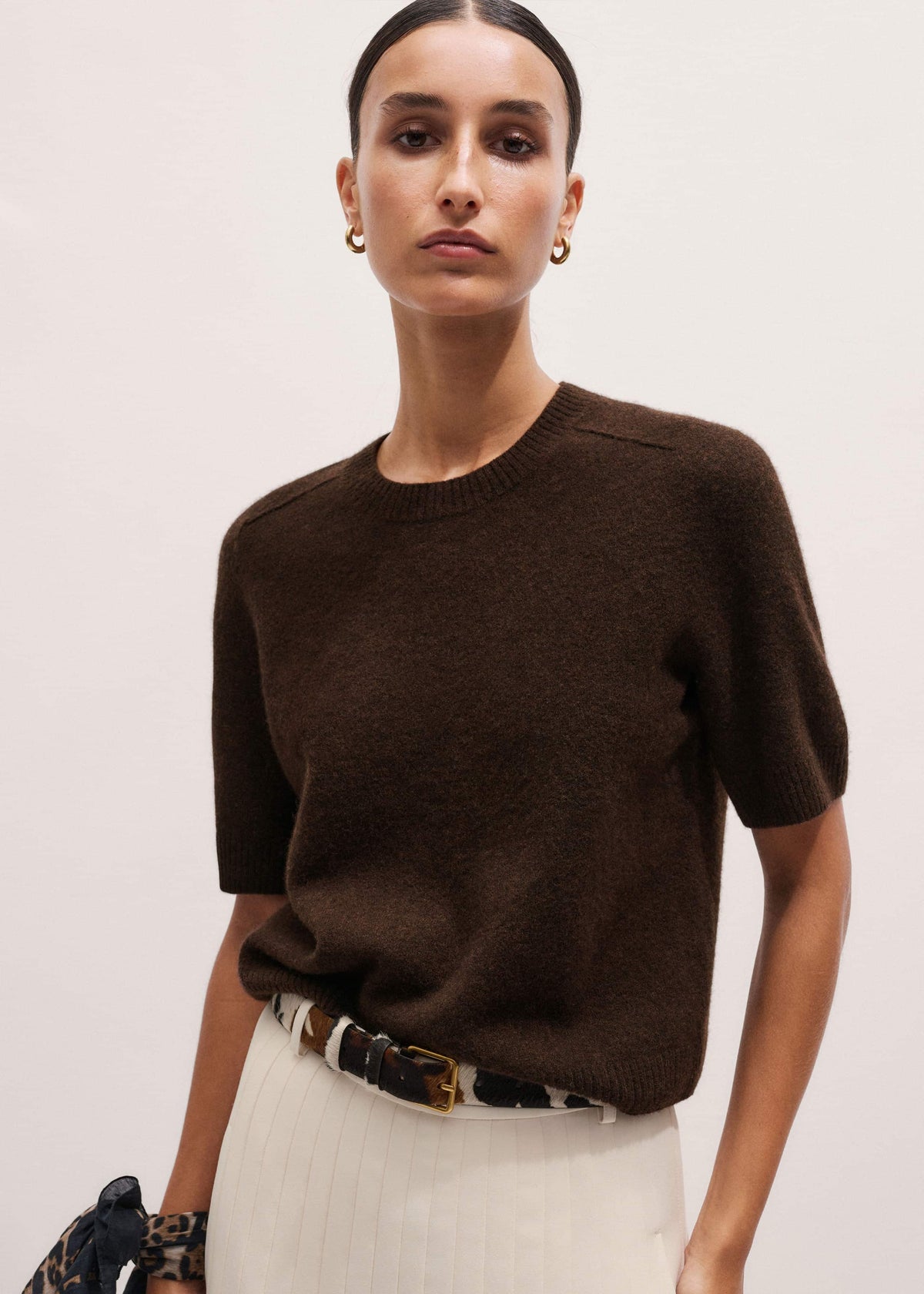 Brown Felted Knit Tee | ME+EM Clothing