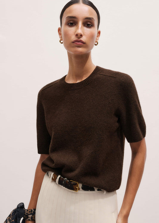 Brown Felted Knit Tee | ME+EM Clothing
