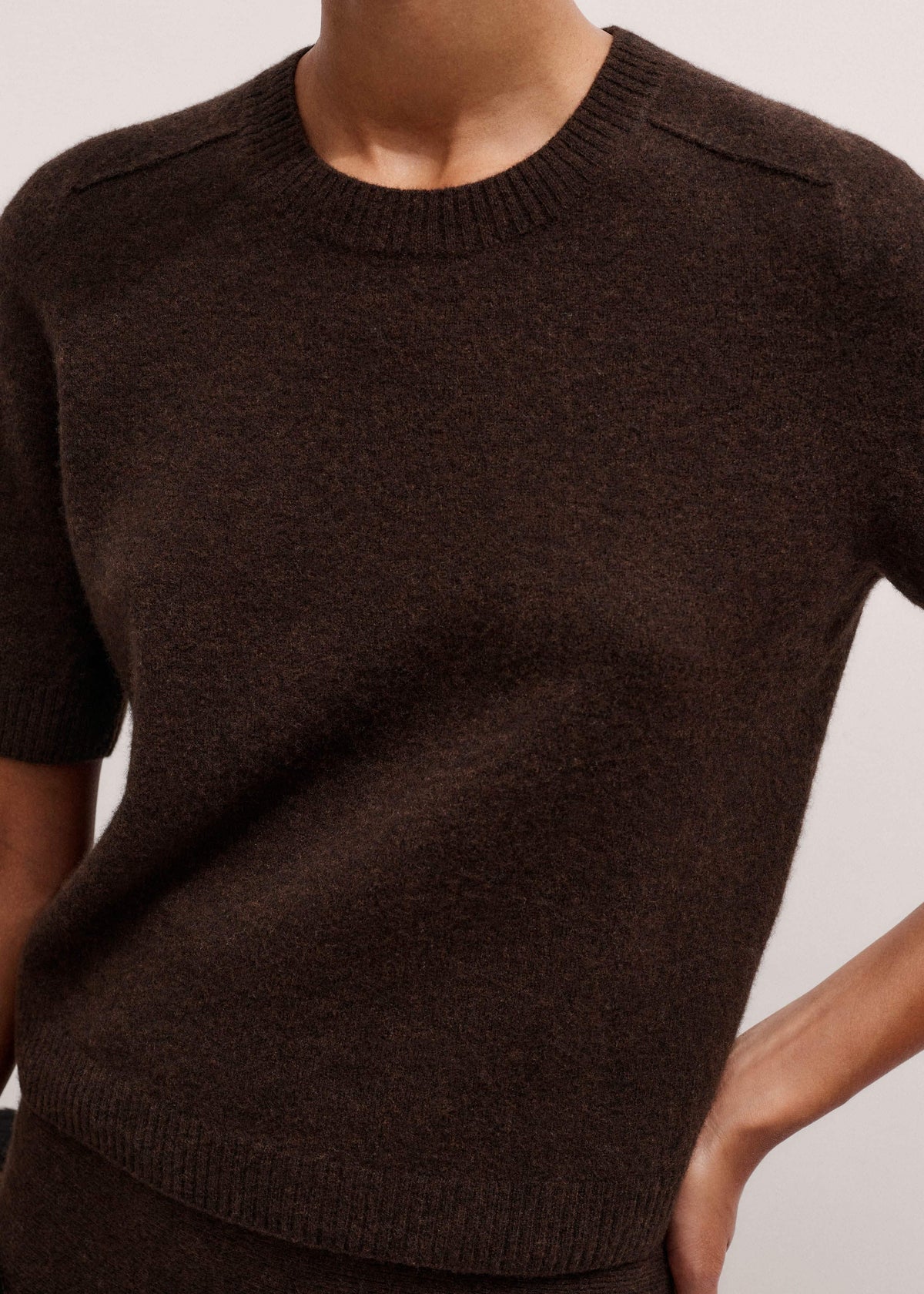 Brown Felted Knit Tee | ME+EM Clothing