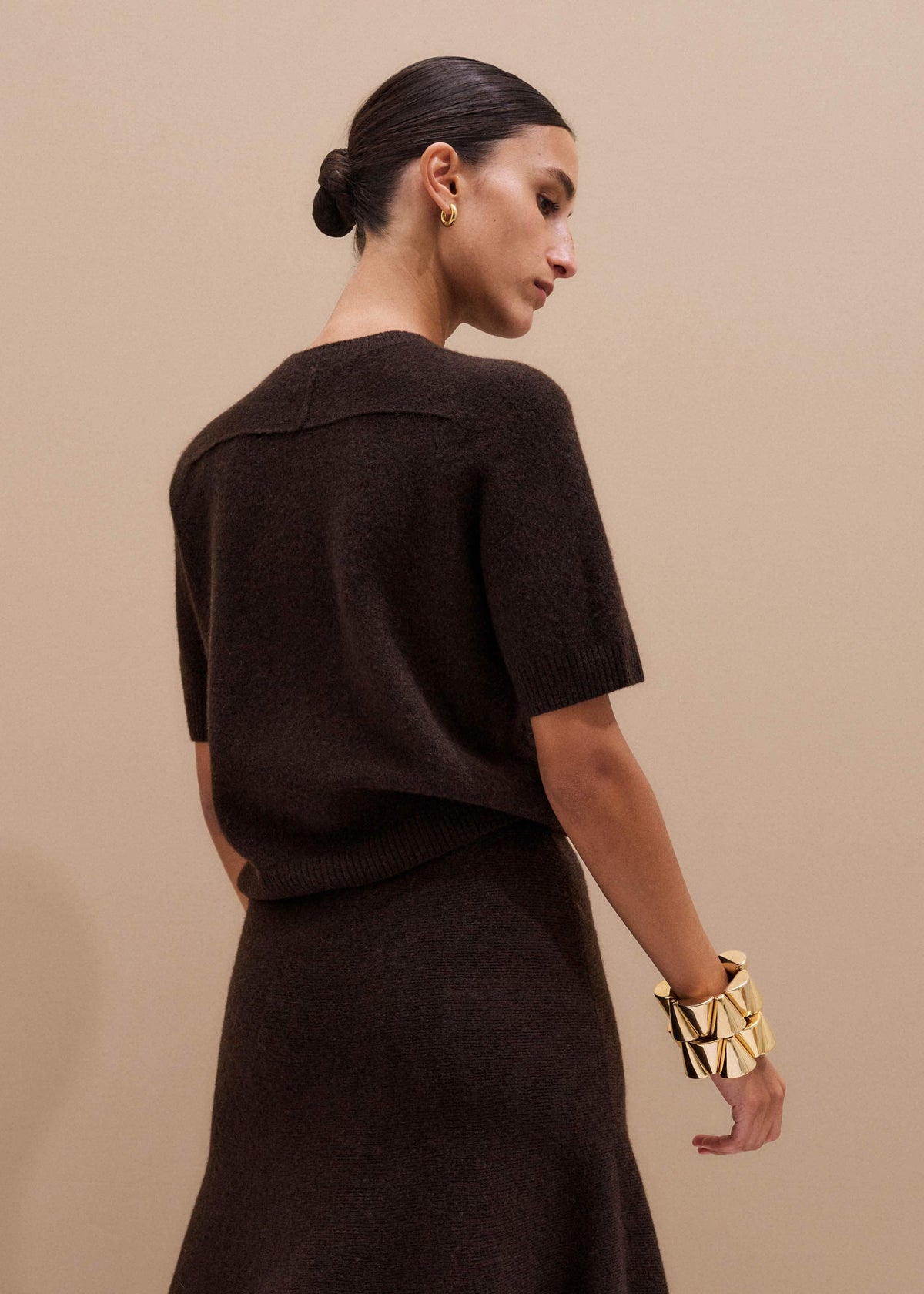 Brown Felted Knit Tee | ME+EM Clothing