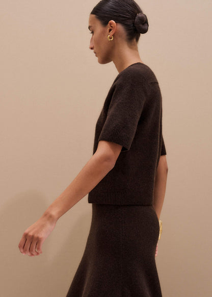 Brown Felted Knit Tee | ME+EM Clothing