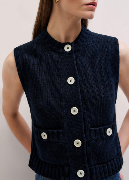 Navy Straight Crop Vest | ME+EM Clothing