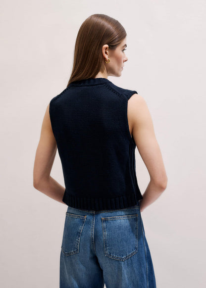 Navy Straight Crop Vest | ME+EM Clothing