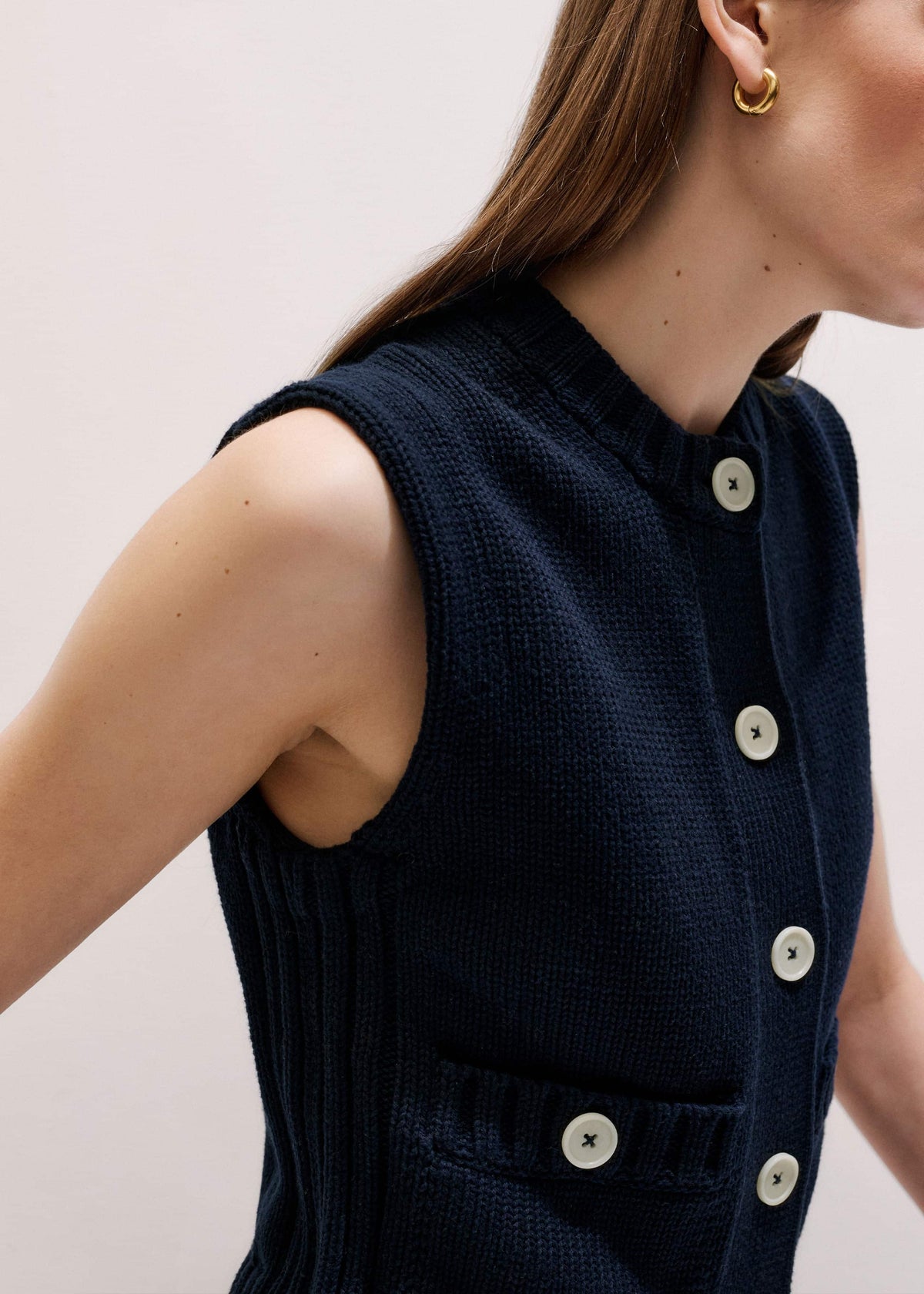 Navy Straight Crop Vest | ME+EM Clothing