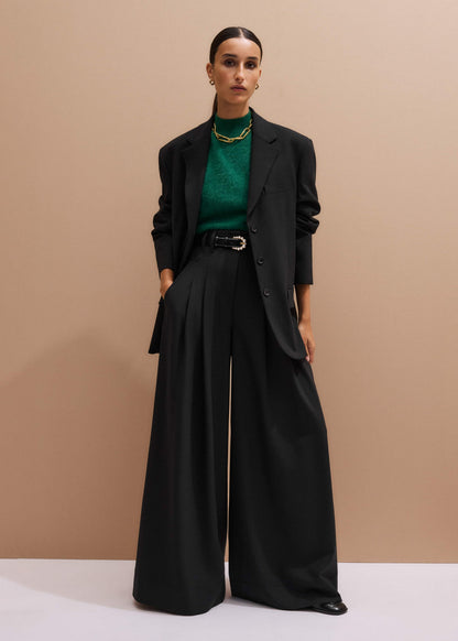 Green Brushed Cashmere High Neck Slim Sweater Vest | ME+EM Clothing
