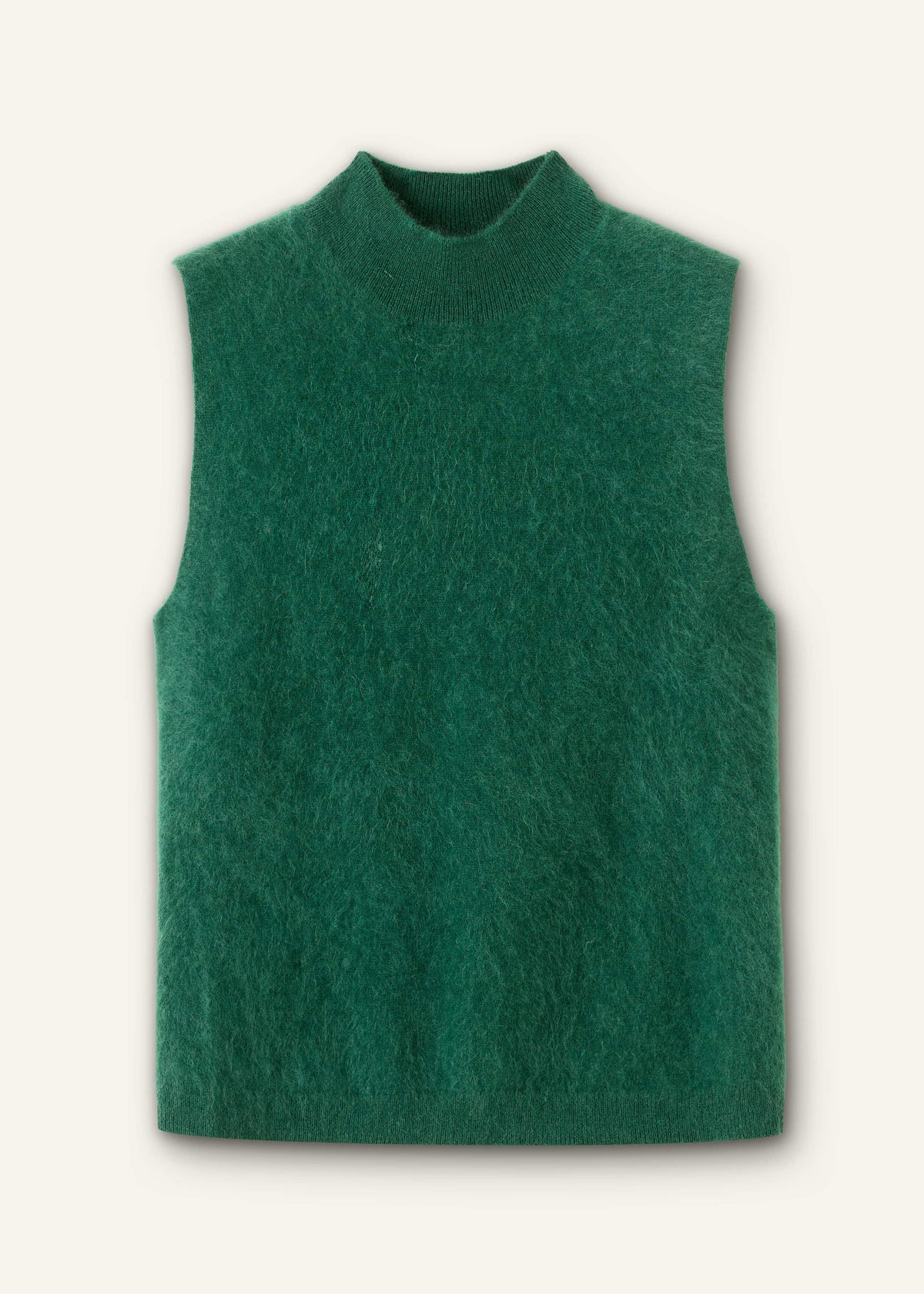 Green Brushed Cashmere High Neck Slim Sweater Vest | ME+EM Clothing