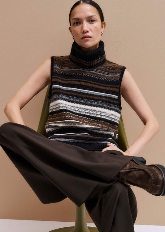 Black Textured Stitch Straight Sweater Vest + Snood | ME+EM Clothing