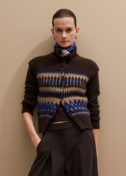 Brown Button-Through Relaxed Jacquard Vest | ME+EM Clothing