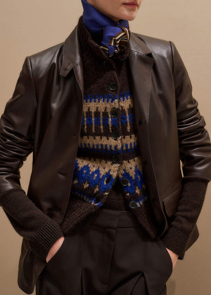 Brown Button-Through Relaxed Jacquard Vest | ME+EM Clothing