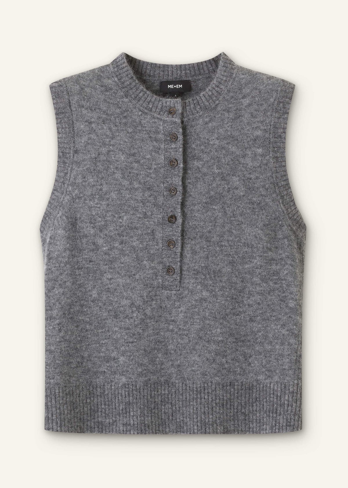 Grey Henley Straight Knit Vest | ME+EM Clothing