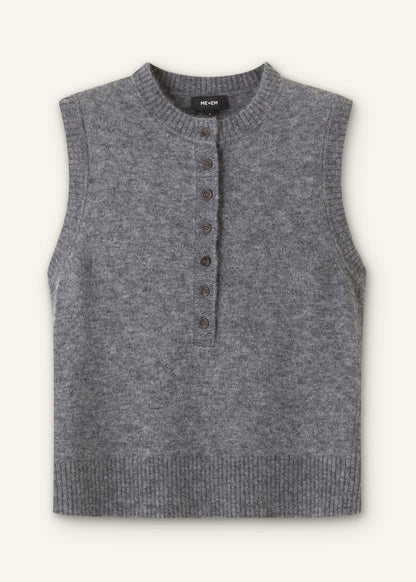 Grey Henley Straight Knit Vest | ME+EM Clothing