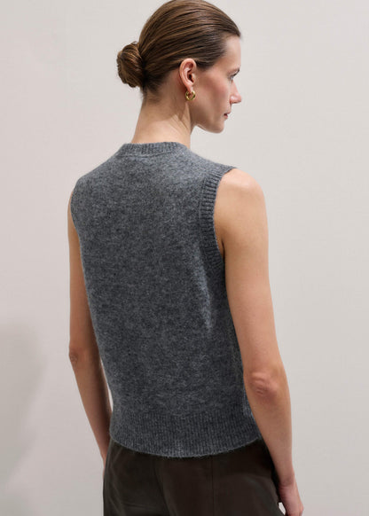 Grey Henley Straight Knit Vest | ME+EM Clothing