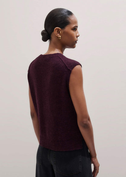 Red Crew Neck Straight Sweater Vest | ME+EM Clothing
