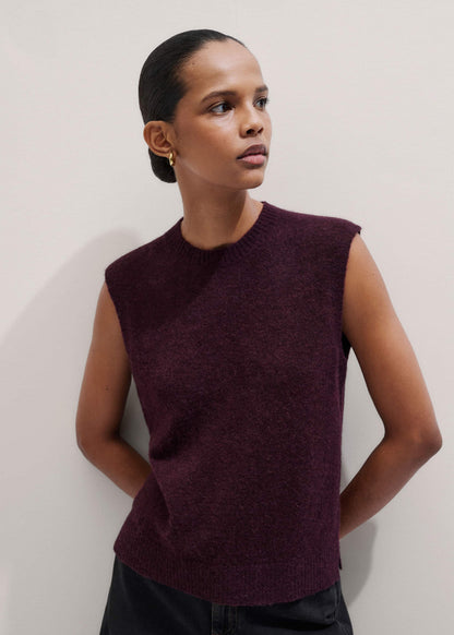 Red Crew Neck Straight Sweater Vest | ME+EM Clothing