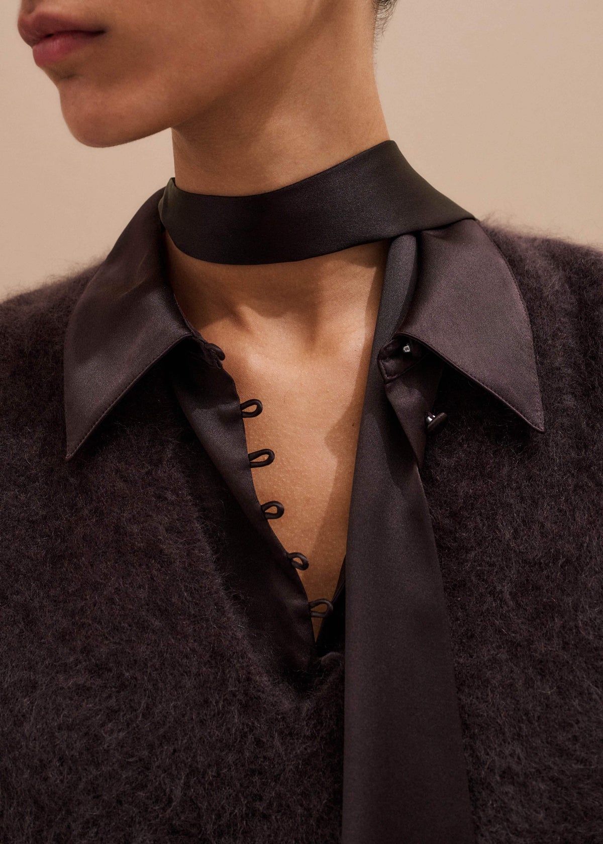 Brown Brushed Cashmere V-Neck Sweater Vest | ME+EM Clothing