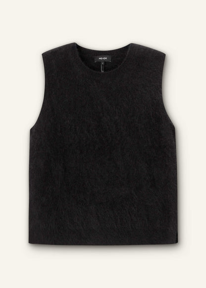 Black Brushed Cashmere Straight Sweater Vest | ME+EM Clothing