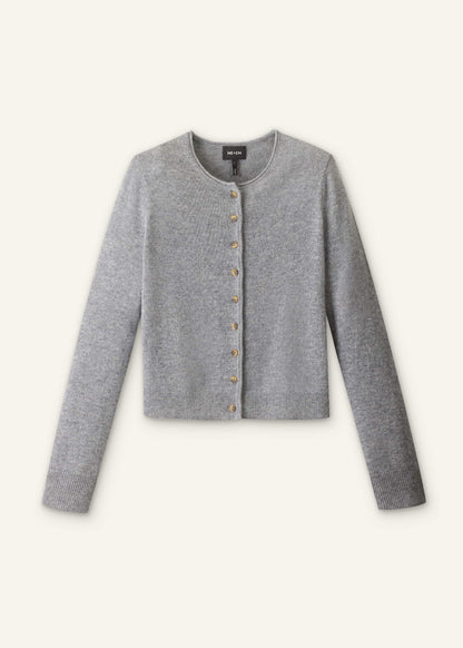 Gray Cashmere Roll Trim Straight Cardigan | ME+EM Clothing