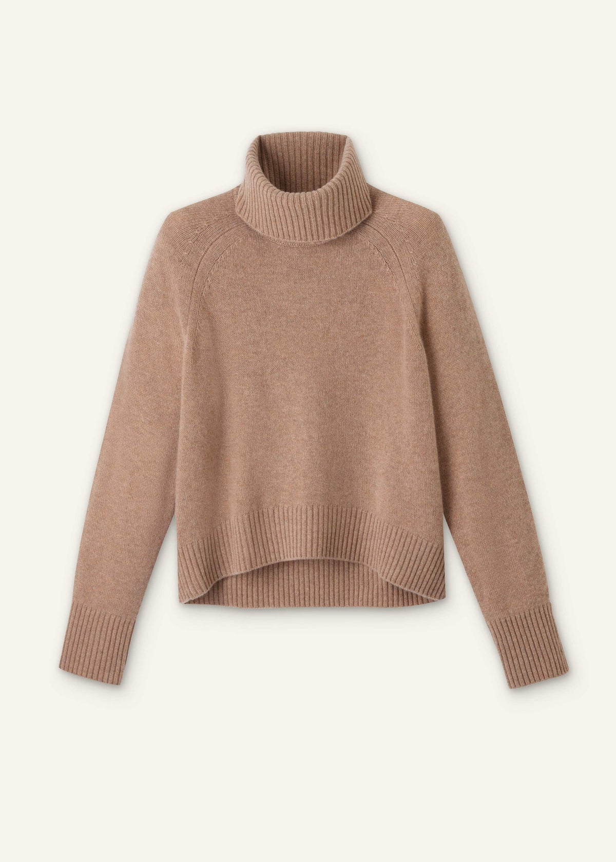 Brown Cashmere Curved Hem Raglan Sweater + Snood | ME+EM Clothing