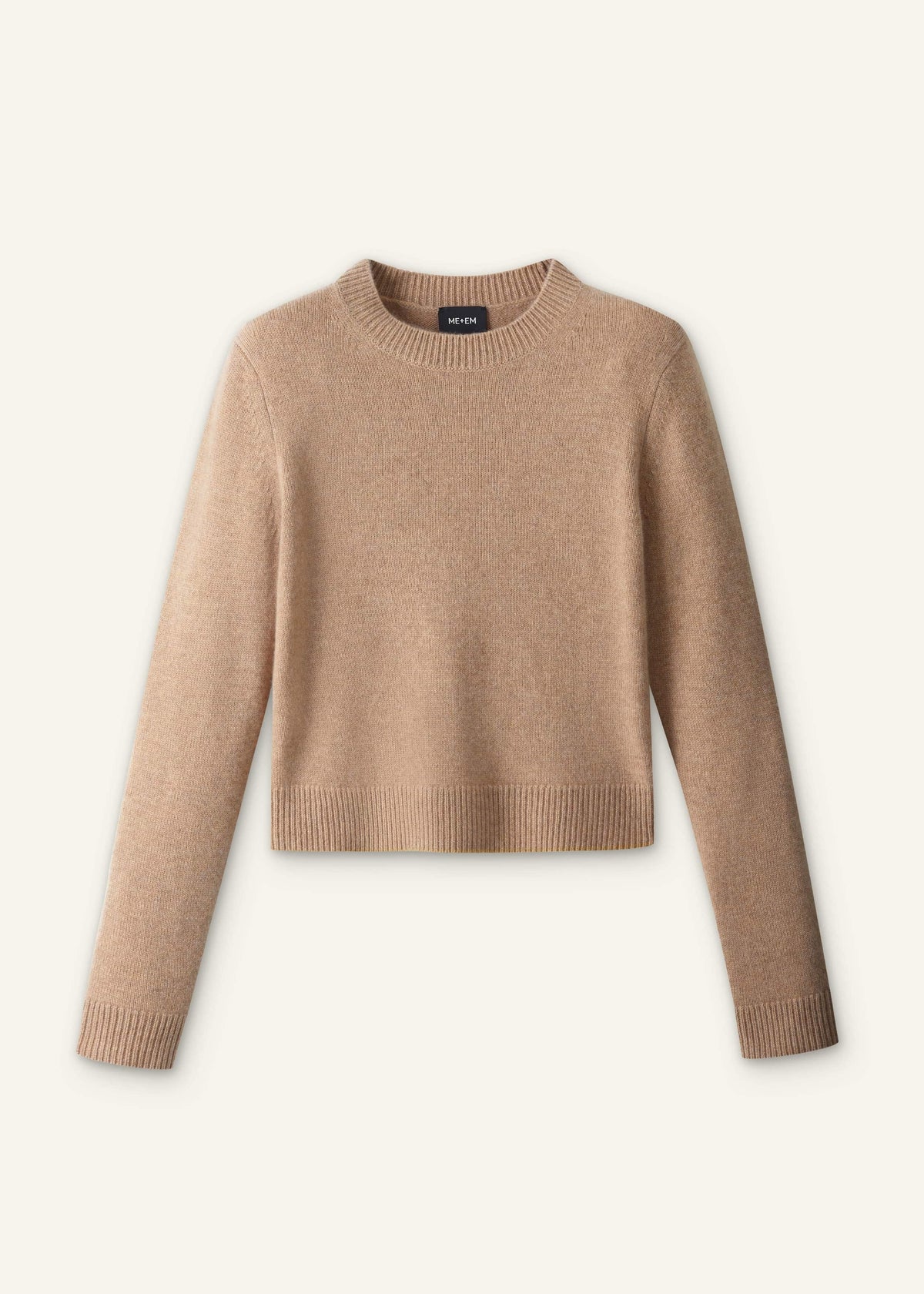 Camel Brown Cashmere Relaxed Crop Sweater | ME+EM Clothing