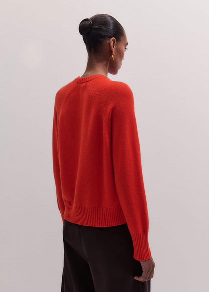 Red Cashmere Curved Hem Raglan Sweater + Snood | ME+EM Clothing