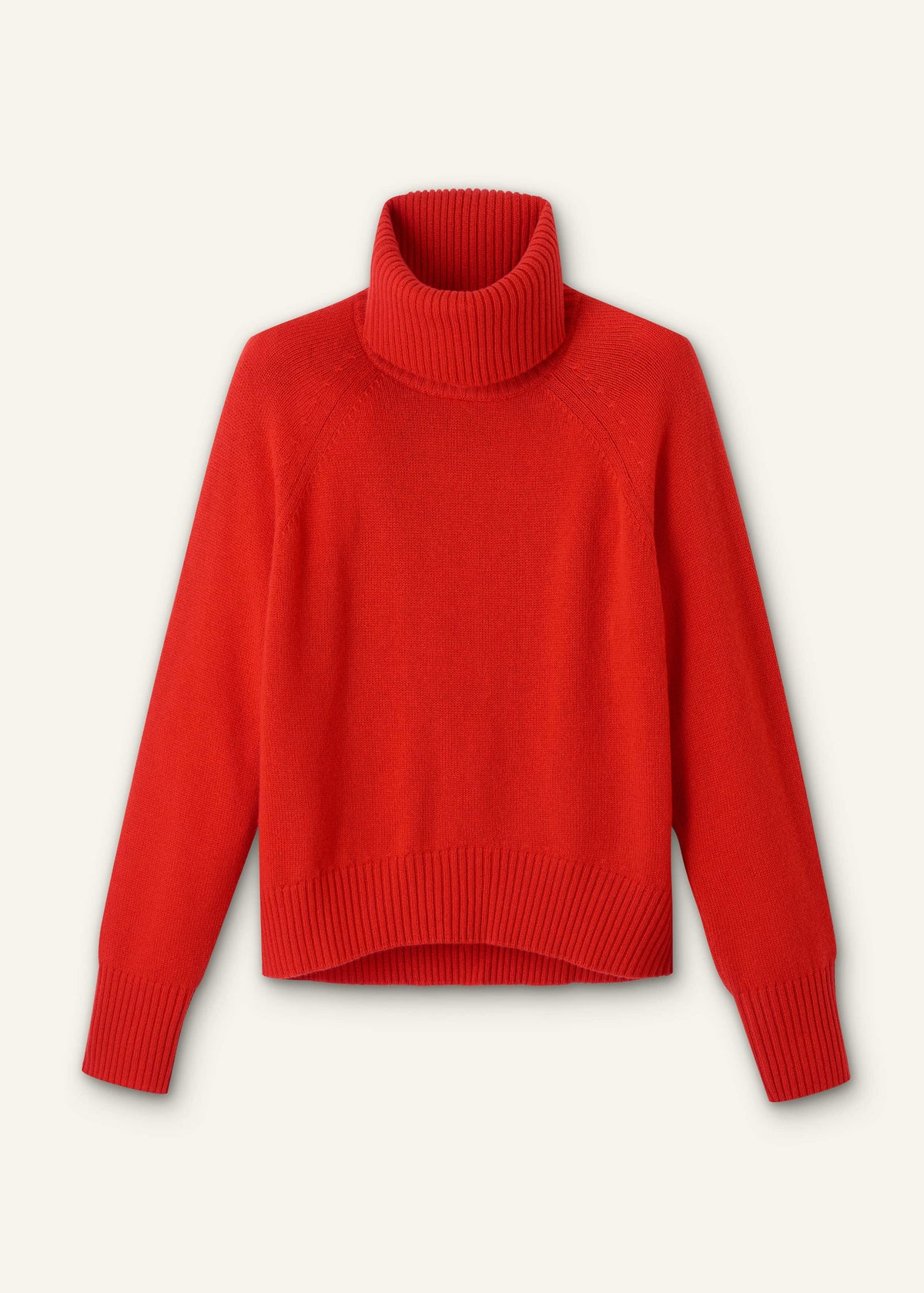 Red Cashmere Curved Hem Raglan Sweater + Snood | ME+EM Clothing