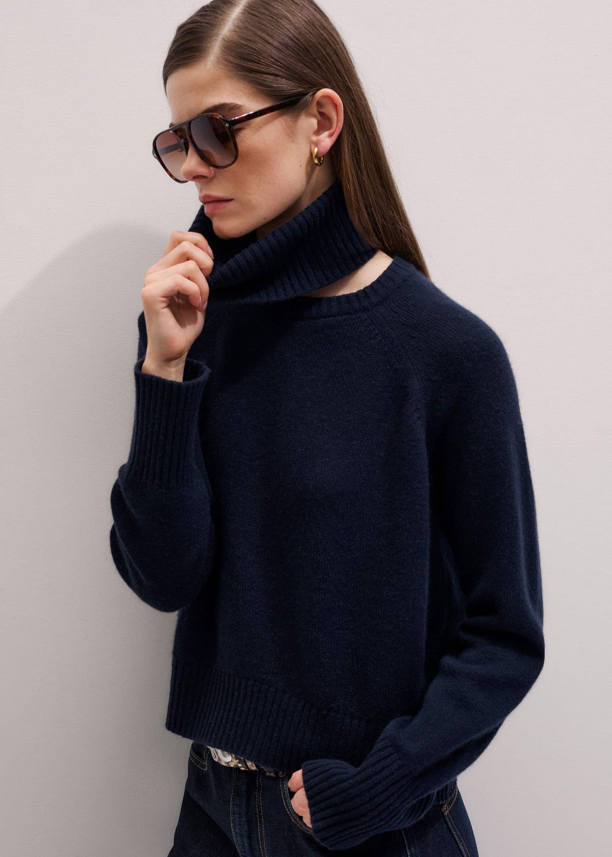 Navy Raglan Sweater + Snood | ME+EM Clothing