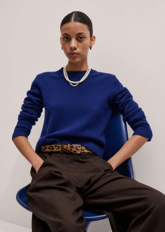 Blue Cashmere Relaxed Crop Sweater | ME+EM Clothing