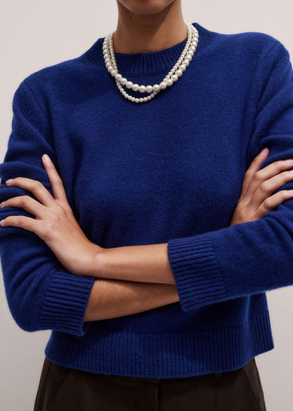 Blue Cashmere Relaxed Crop Sweater | ME+EM Clothing