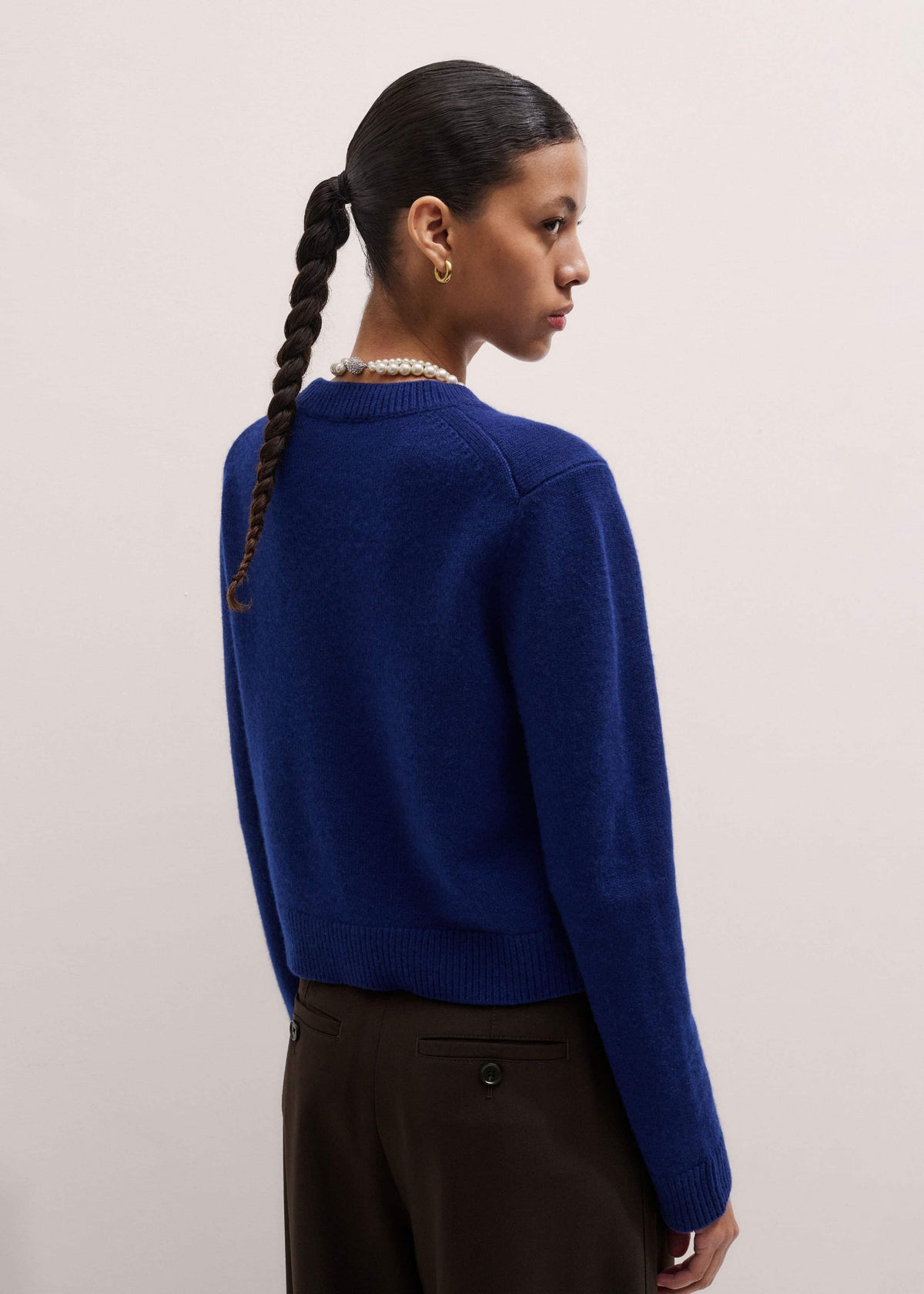 Blue Cashmere Relaxed Crop Sweater | ME+EM Clothing