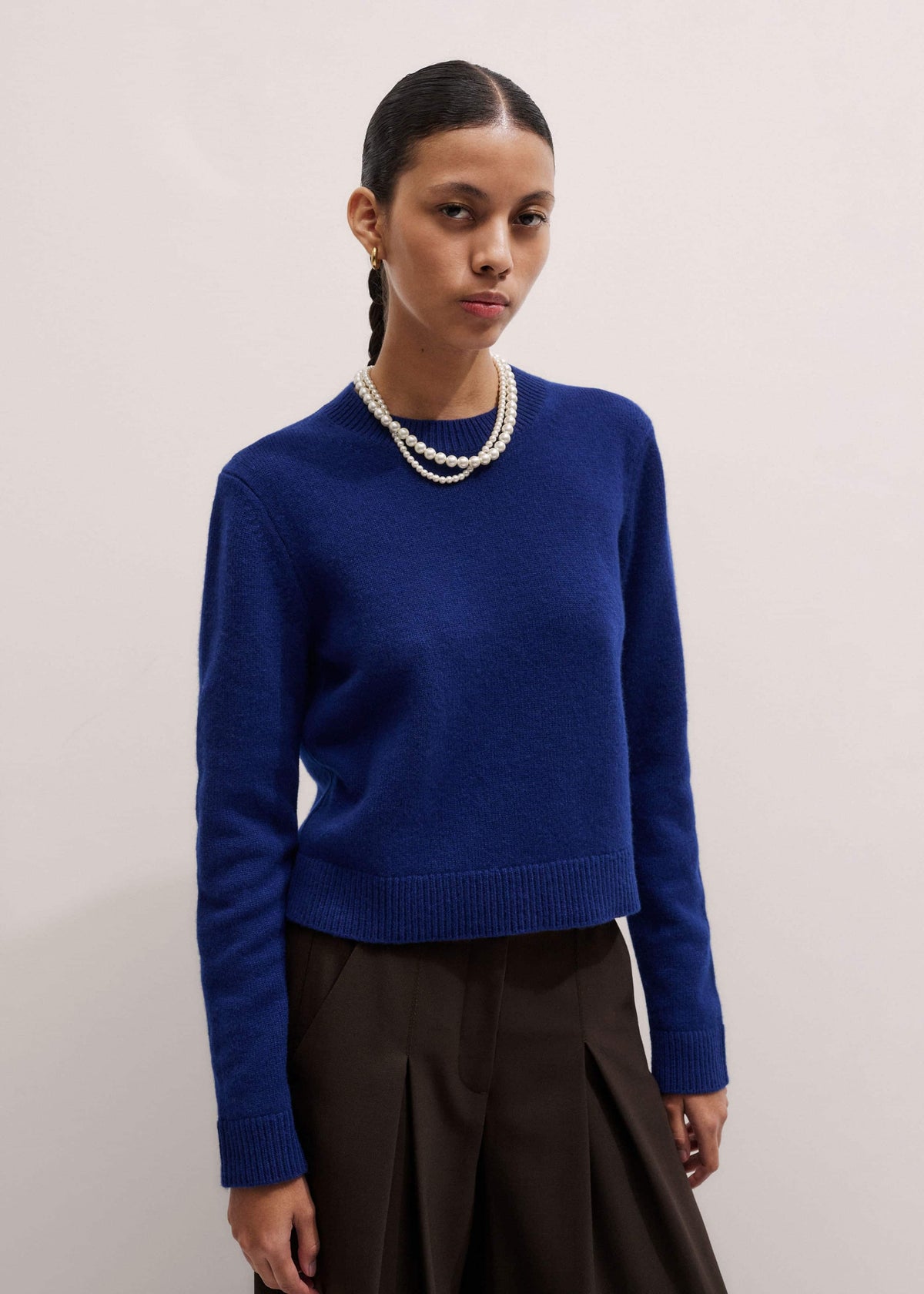 Blue Cashmere Relaxed Crop Sweater | ME+EM Clothing