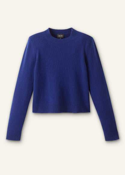 Blue Cashmere Relaxed Crop Sweater | ME+EM Clothing
