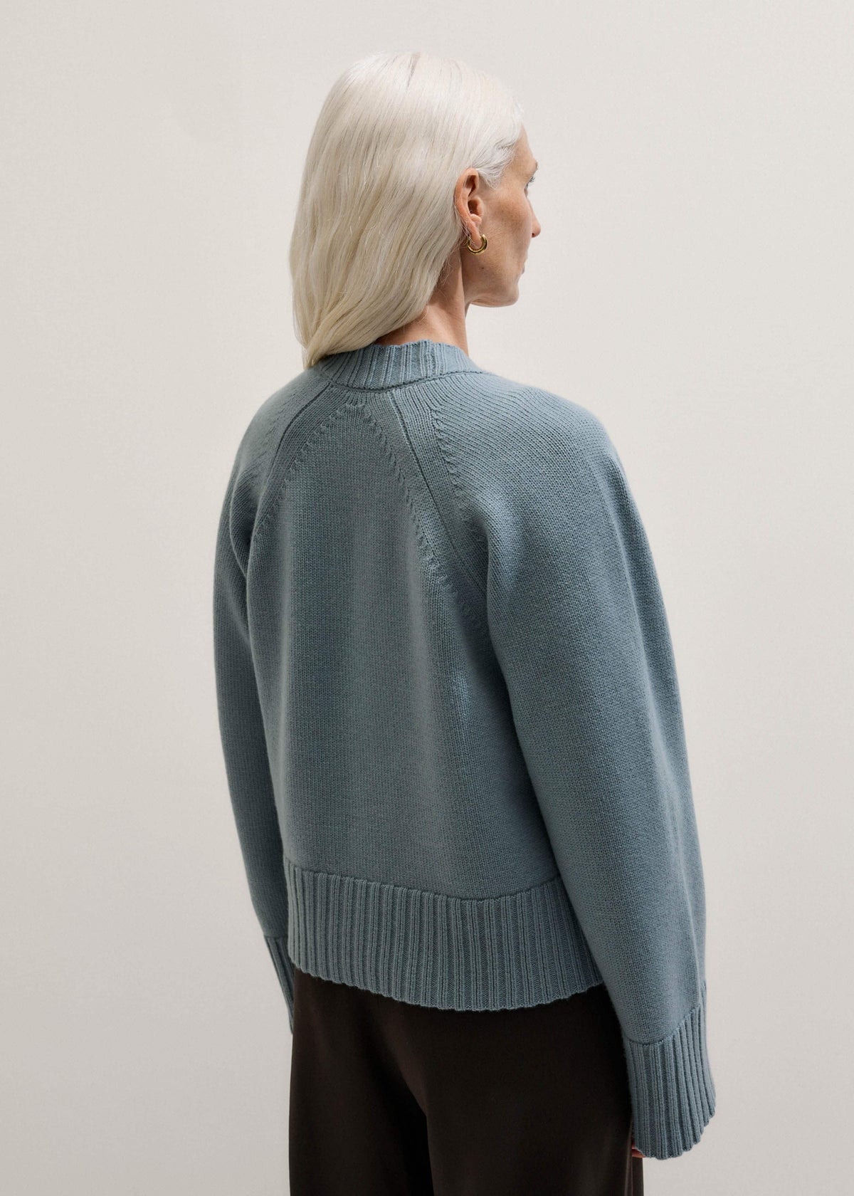 Blue V-Neck Relaxed Raglan Cardigan | ME+EM Clothing