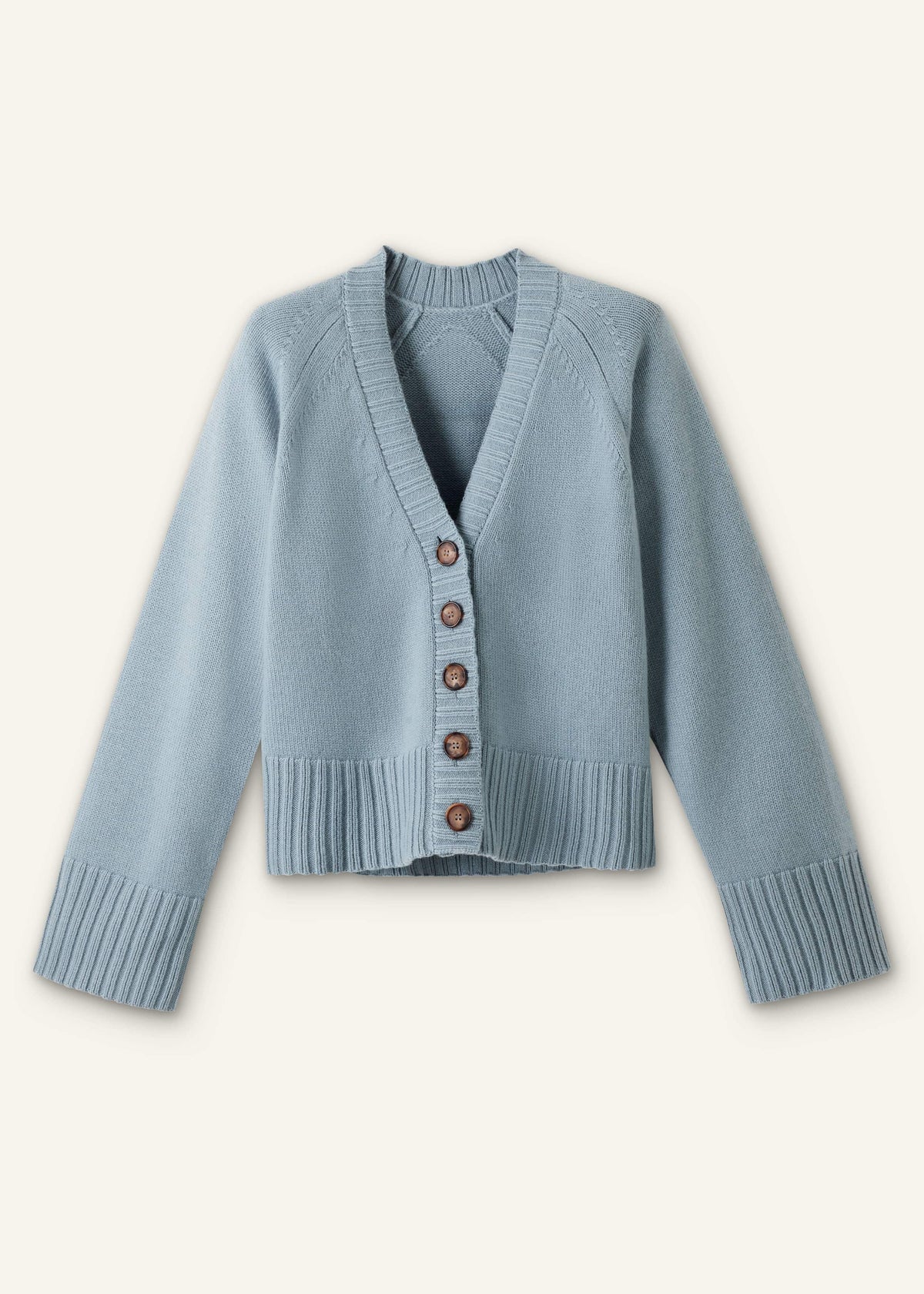 Blue V-Neck Relaxed Raglan Cardigan | ME+EM Clothing