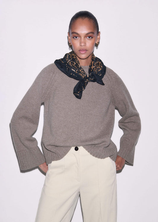 Brown Exposed Seam Raglan Sweater + Snood | ME+EM Clothing