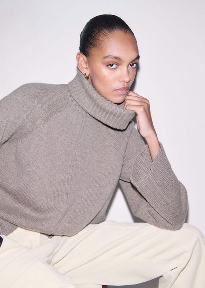 Brown Exposed Seam Raglan Sweater + Snood | ME+EM Clothing