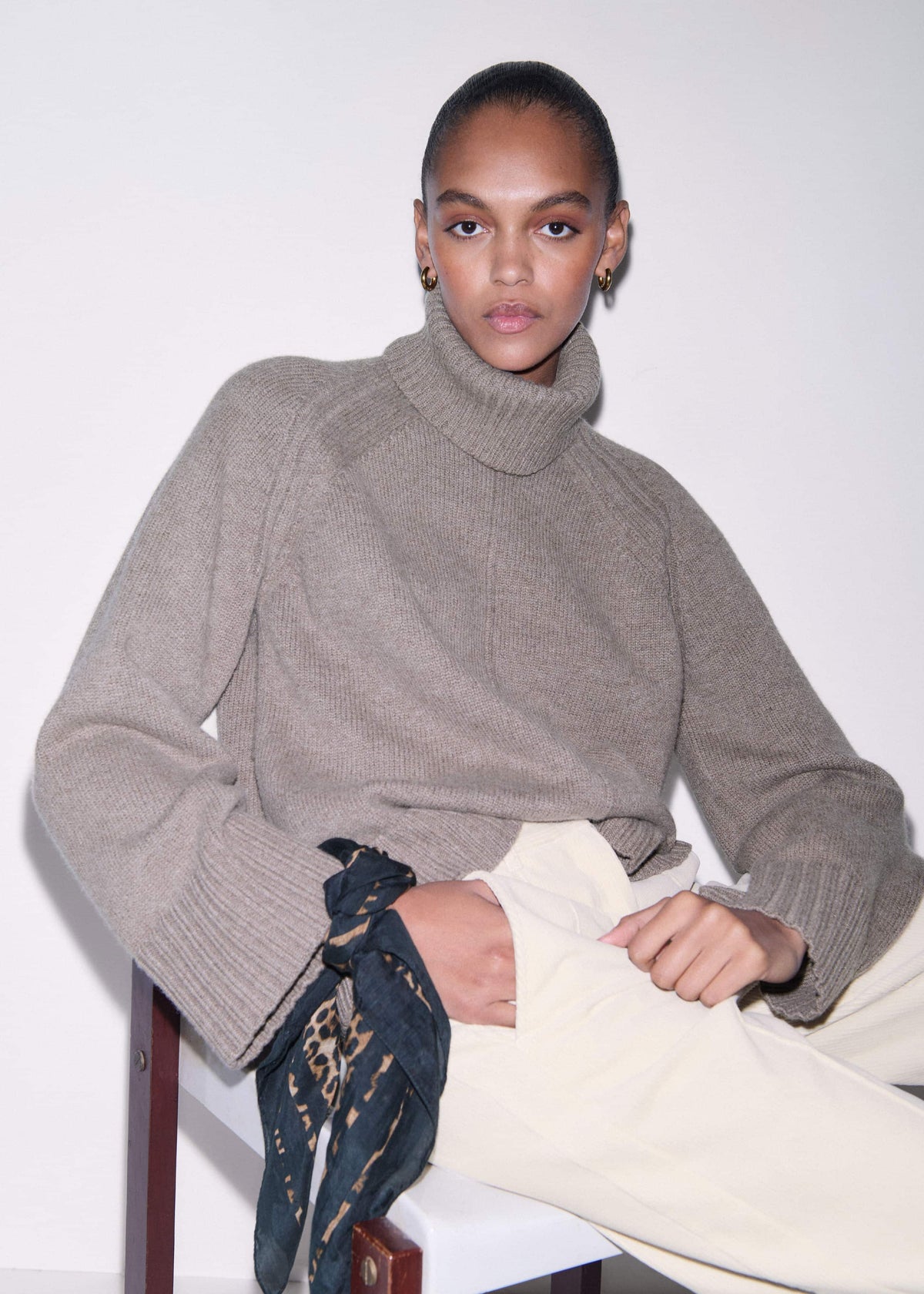 Brown Exposed Seam Raglan Sweater + Snood | ME+EM Clothing