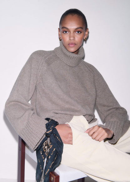 Brown Exposed Seam Raglan Sweater + Snood | ME+EM Clothing