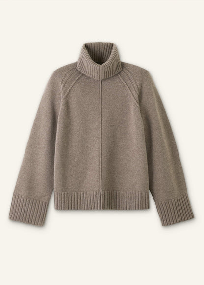 Brown Exposed Seam Raglan Sweater + Snood | ME+EM Clothing