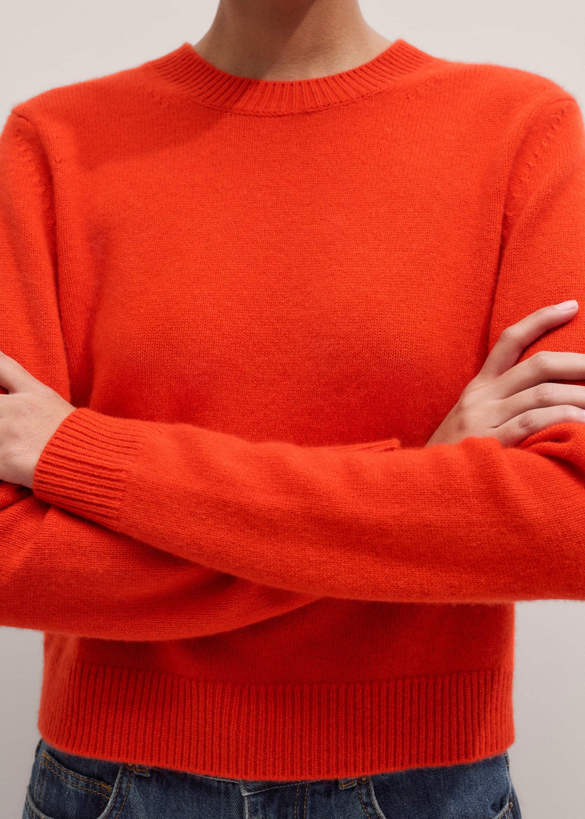 Orange Cashmere Relaxed Crop Sweater | ME+EM Clothing