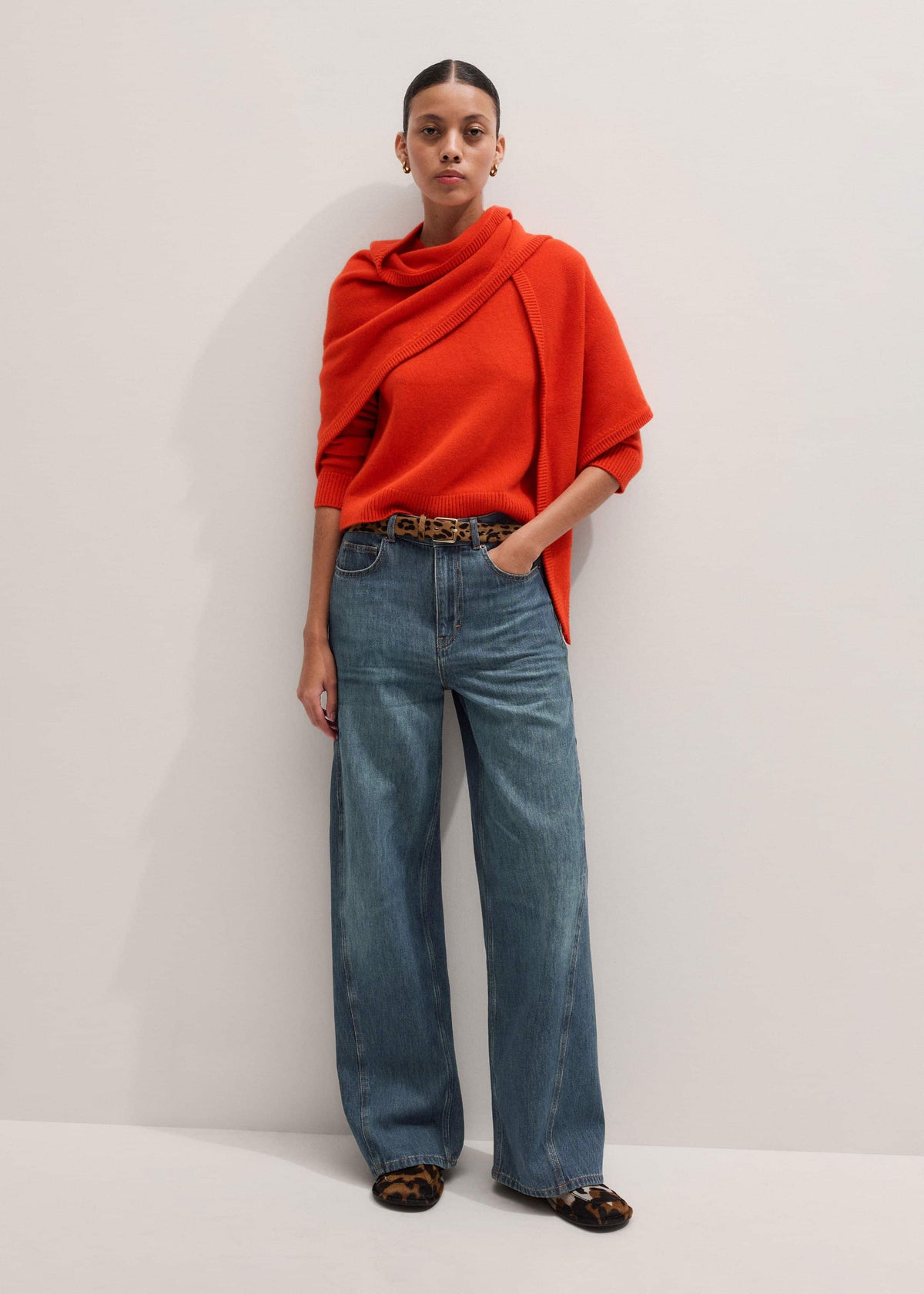 Orange Cashmere Relaxed Crop Sweater | ME+EM Clothing