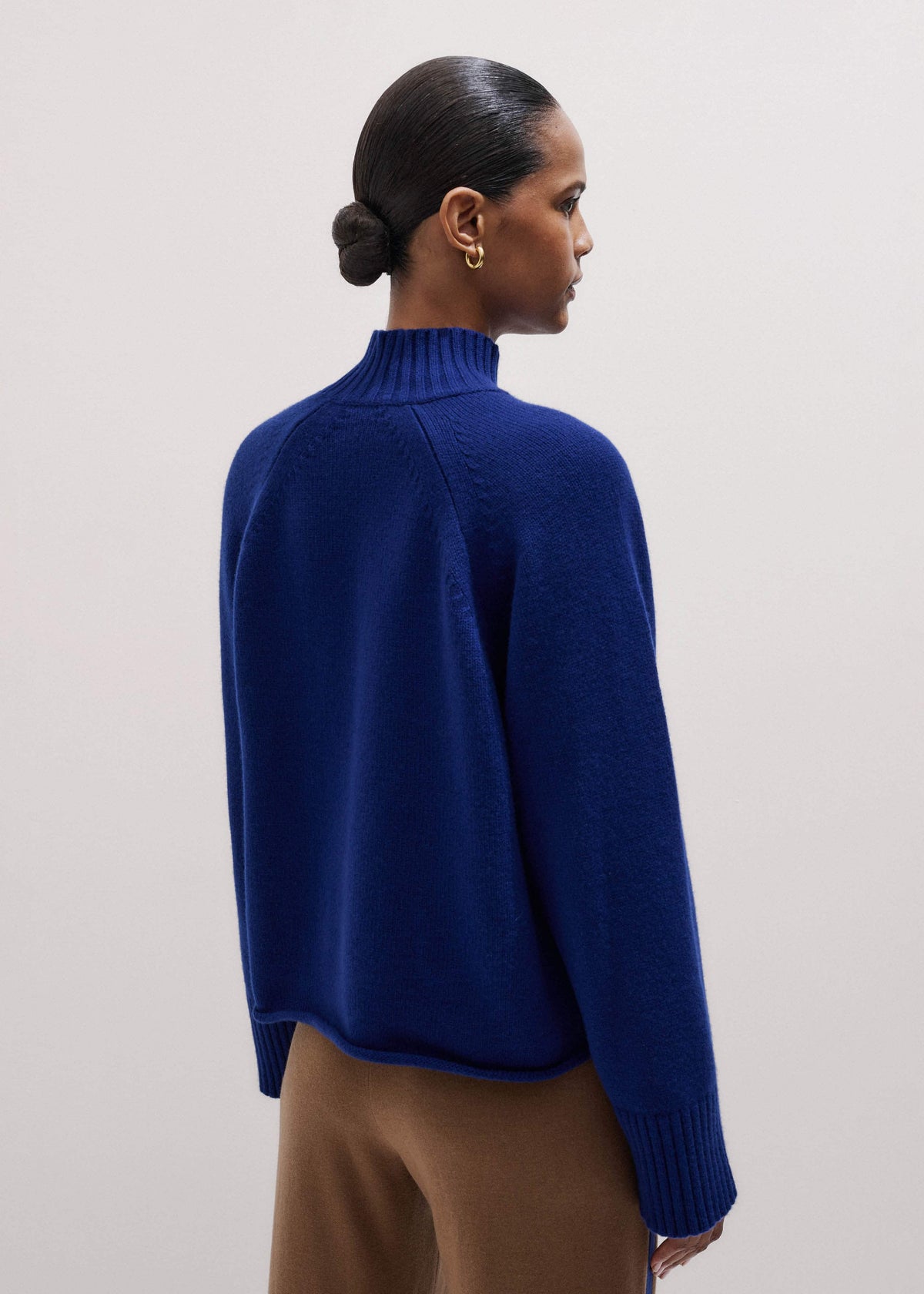 Blue High Neck Relaxed Raglan Sweater | ME+EM Clothing